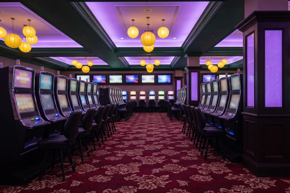 Rows of slot machines on the Casino Moose Jaw floor